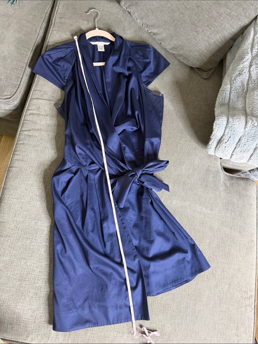 Diane Von Furstenberg Navy Wrap Dress with Tie Waist